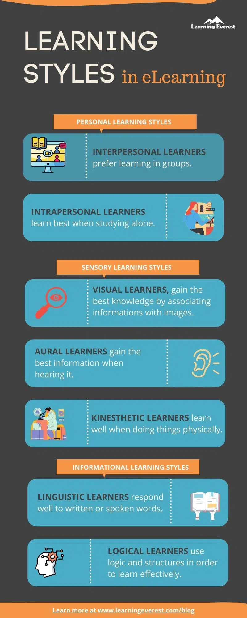 Learning Styles in elearning Infographics
